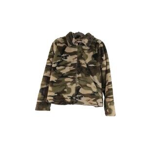 Andree By Unit Camo Jacket Juniors Plush Fuzzy Faux Fur Lined Full Zip Jacket